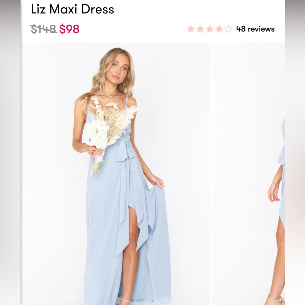 NWT Show Me Your Mumu Liz maxi dress in steel blue chiffon size L